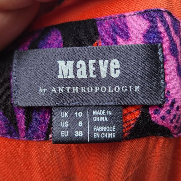 Maeve Anthropologie Macie Maxi Dress Floral Print Red Purple Pockets Sleeveless - Picture 13 of 14